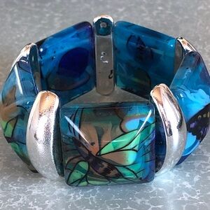 Chunky Acrylic Butterflies Stretch Bracelet